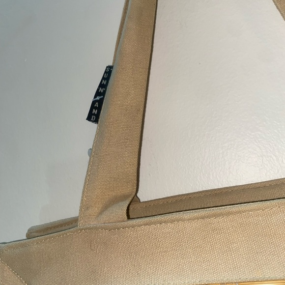 Sun N’ Sand Large Tan Woven Straw / Tissu Tote Bag / Beach bag sunnsand - Picture 13 of 16